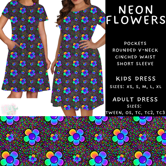 Batch #408 - Fun Run 14 - Closes 9/5 - ETA mid/late October - Neon Flowers Womens & Girls Dresses