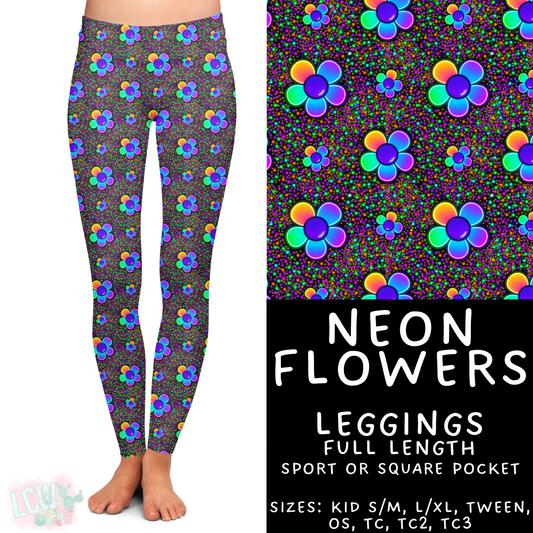 Batch #408 - Fun Run 14 - Closes 9/5 - ETA mid/late October - Neon Flowers Full Length Leggings