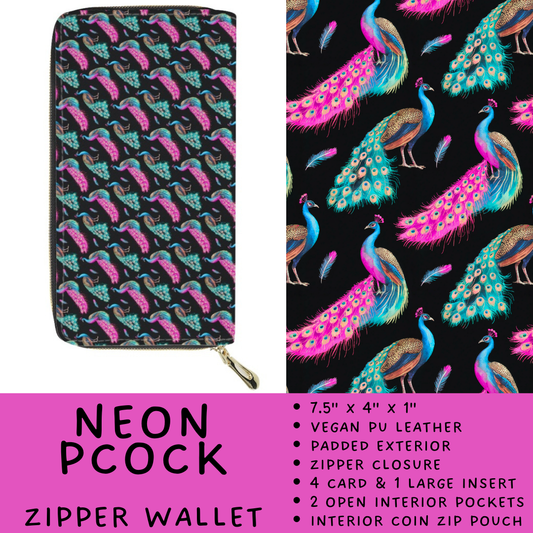 Batch #460 - Zip It Collection - Closes 12/5 - ETA late Jan - Neon Pcock Zipper Wallet
