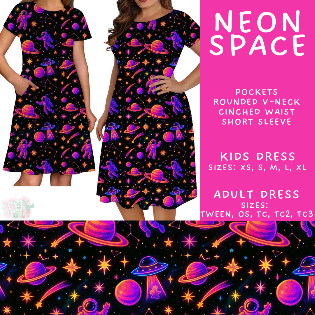 Batch #550 - Fun Run 24 - Closes 7/1 - ETA early Sept - Neon Space Adult & Kids Dresses