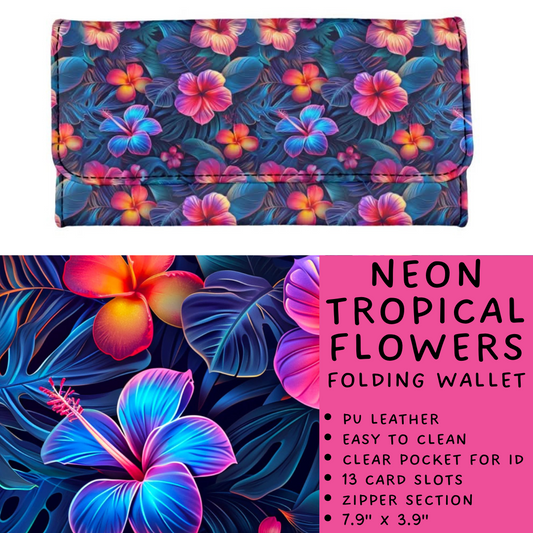 Batch #265 - Card Holders & Foldable Wallets - Closes 1/1 - ETA mid Feb - Neon Tropical Flowers Foldable Wallet