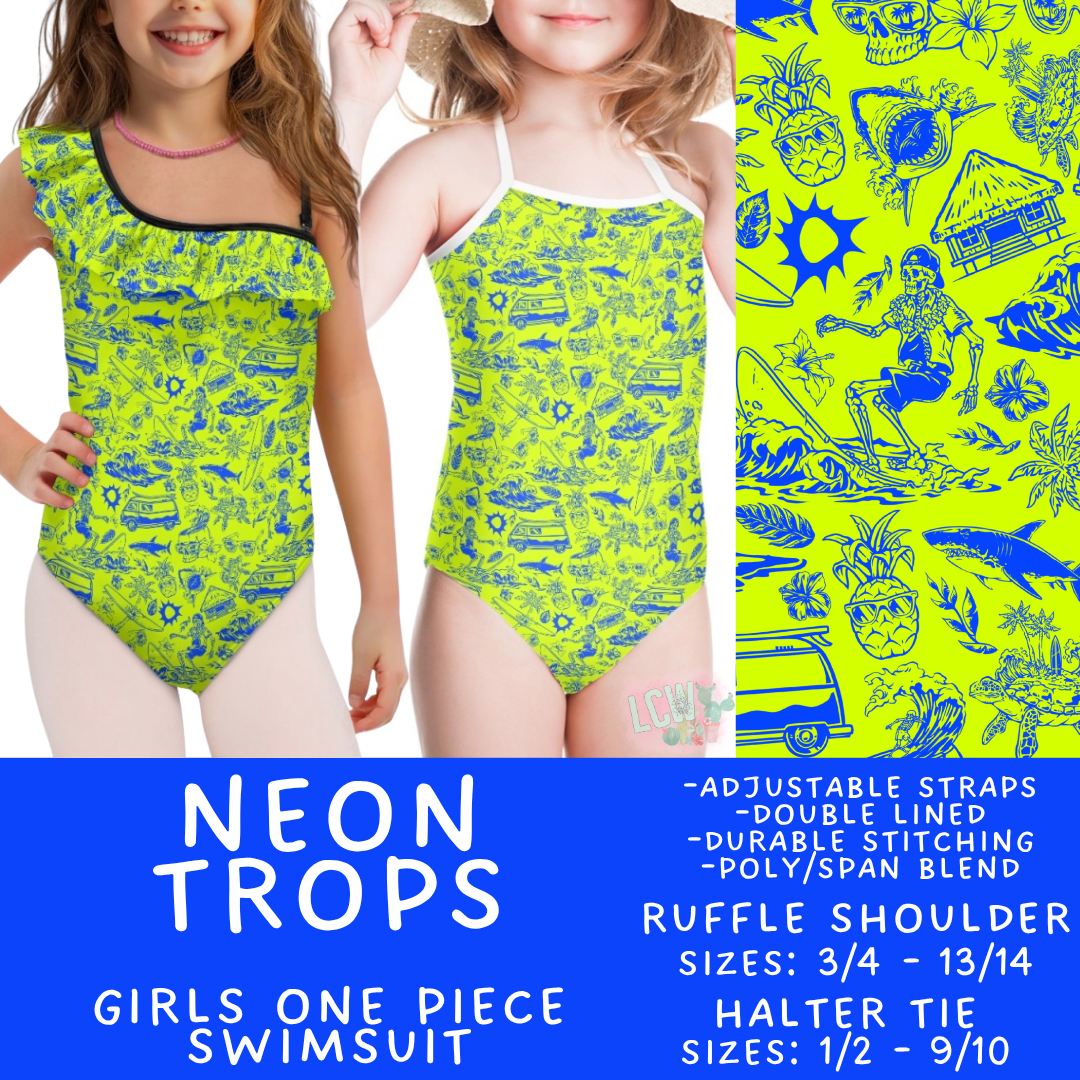 Batch #543 - Pool Party 2 - Closes 6/15 - ETA early/mid August - Neon Trops Girl's Swimsuit