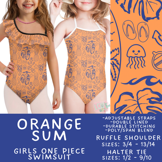 Batch #543 - Pool Party 2 - Closes 6/15 - ETA early/mid August - Orange Sum Girl's Swimsuit