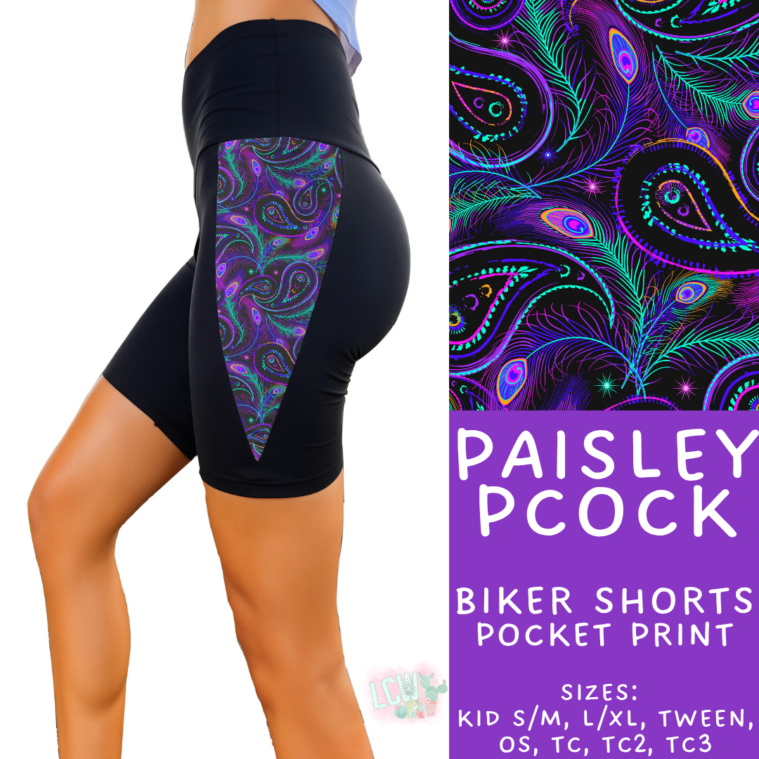Batch #547 - Set in Style Collection - Closes 6/24 - ETA late August - Paisley PCock Pocket Print Biker Short