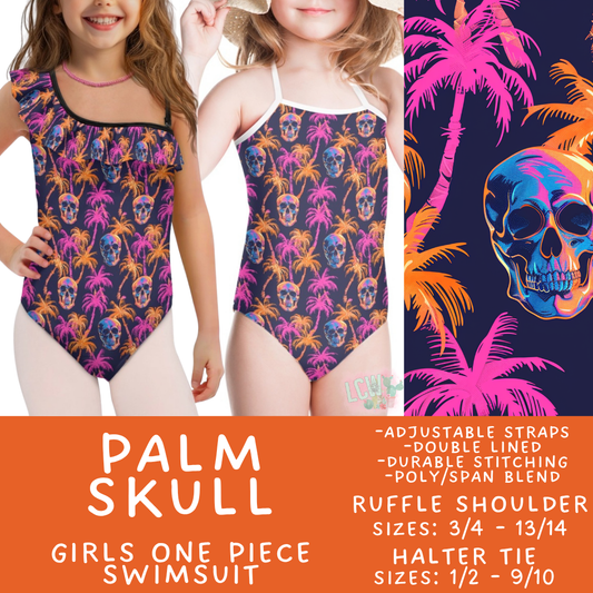 Batch #543 - Pool Party 2 - Closes 6/15 - ETA early/mid August - Palm Skull Girl's Swimsuit