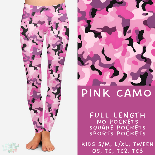 Ready to Ship - Pink Camo Leggings - Sport Pocket OS & TC