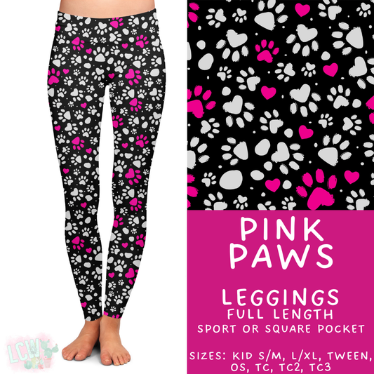 Batch #408 - Fun Run 14 - Closes 9/5 - ETA mid/late October - Pink Paws Full Length Leggings