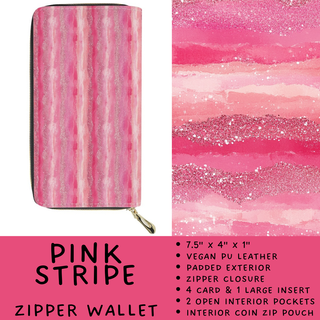 Batch #460 - Zip It Collection - Closes 12/5 - ETA late Jan - Pink Stripe Zipper Wallet