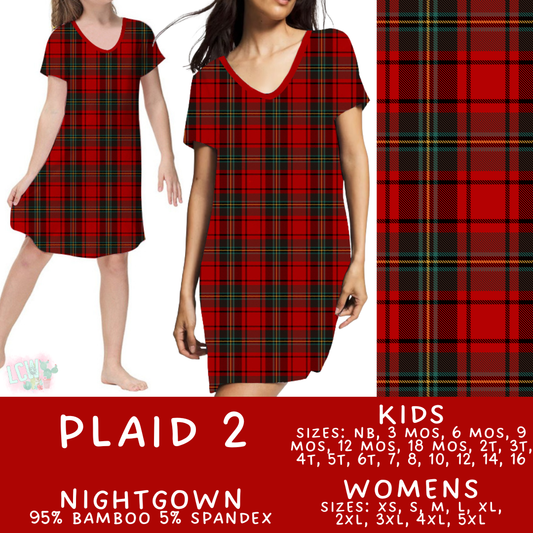 Ready to Ship - Plaid 2 Adult Bamboo Nightgown - Adult M & 2XL