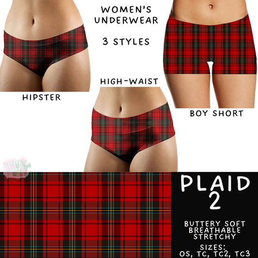 Ready to Ship - Plaid 2 Women's Underwear - Hipster TC, High Waist OS & TC2