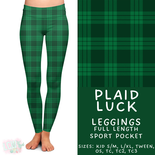 Ready to Ship Plaid Luck Full Length Leggings - Sport Pocket OS