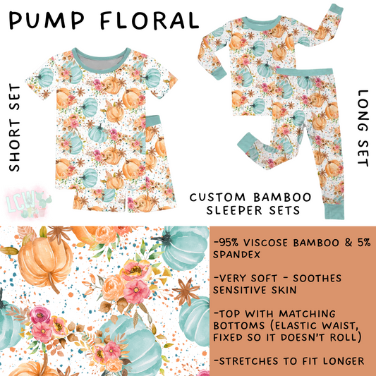 Batch #402 - Little Dreamers HalloFall - Closes 8/27 - ETA mid October - Pump Floral Bamboo Short and Long Sleeper Set