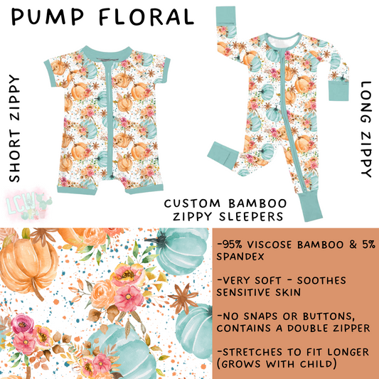 Batch #402 - Little Dreamers HalloFall - Closes 8/27 - ETA mid October - Pump Floral Short and Long Zippy Sleeper