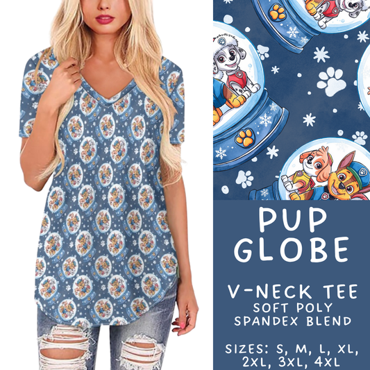 Batch #432 - Winter Globes - Closes 10/17 - ETA early December - Pup Globe V-Neck Tee
