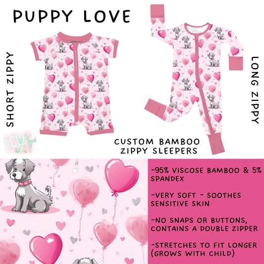 Batch #455 - Little Dreamers Lucky in Love - Closes 11/27 - ETA mid January - Puppy Love Short and Long Zippy Sleeper