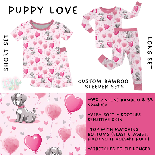 Batch #455 - Little Dreamers Lucky in Love - Closes 11/27 - ETA mid January - Puppy Love Bamboo Short and Long Sleeper Set