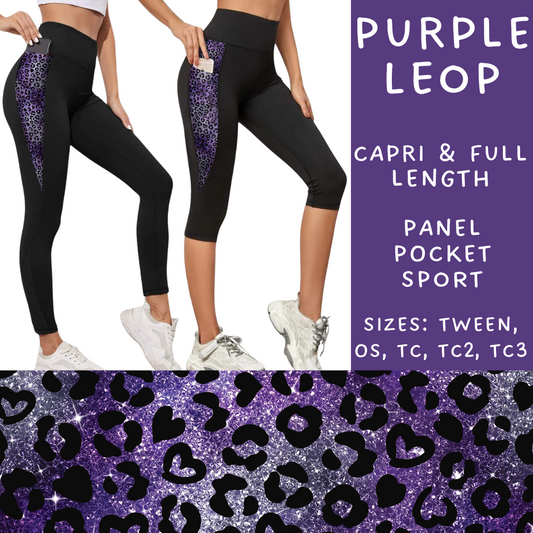 Ready To Ship - Purple Leop Panel Pocket Full Length Leggings