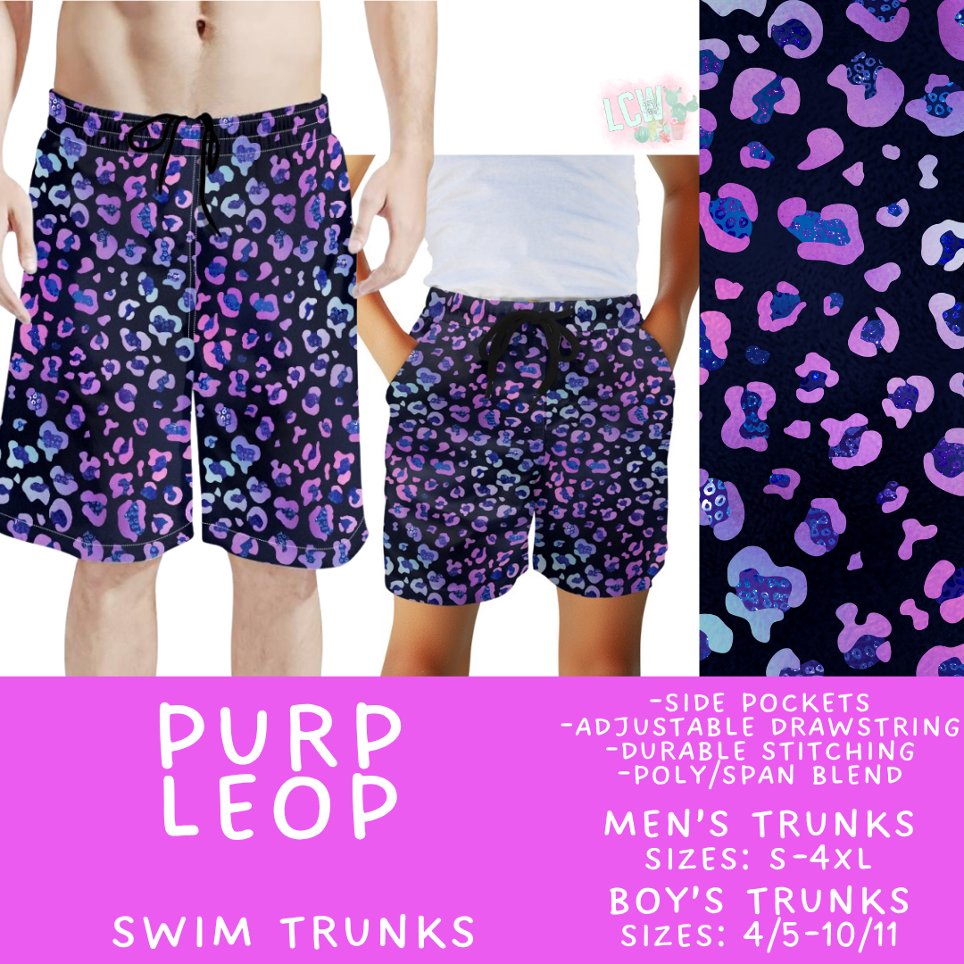 Batch #543 - Pool Party 2 - Closes 6/15 - ETA early/mid August - Purp Leop Boys' & Men's Swim Trunks