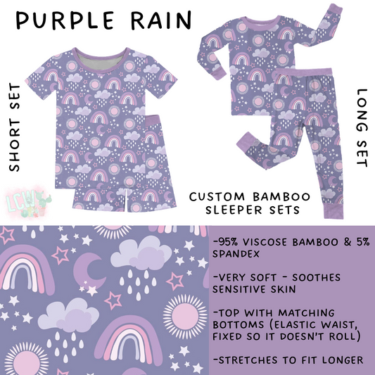 Ready to Ship - Purple Rain Bamboo Short Sleeper Set - 3T