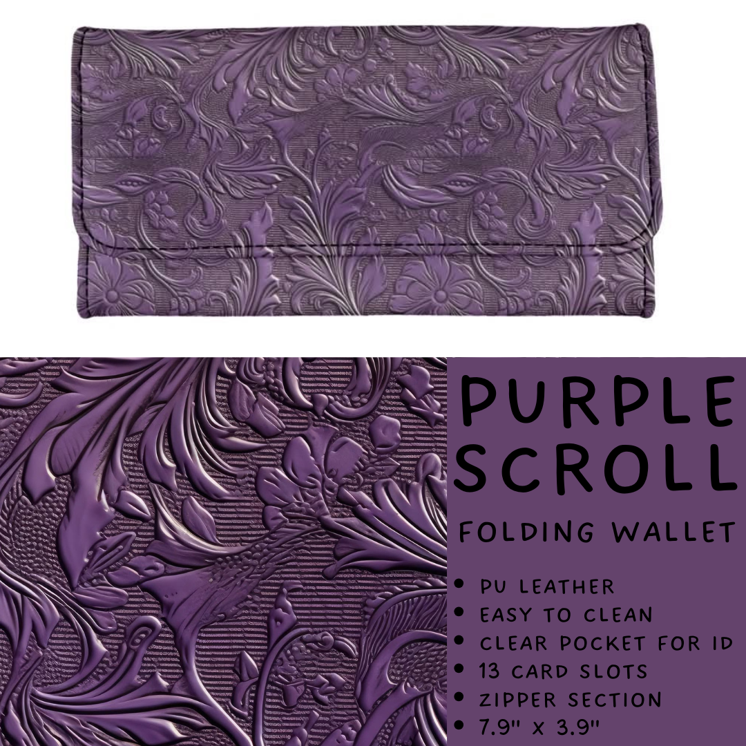 Batch #265 - Card Holders & Foldable Wallets - Closes 1/1 - ETA mid Feb - Purple Scroll Foldable Wallet