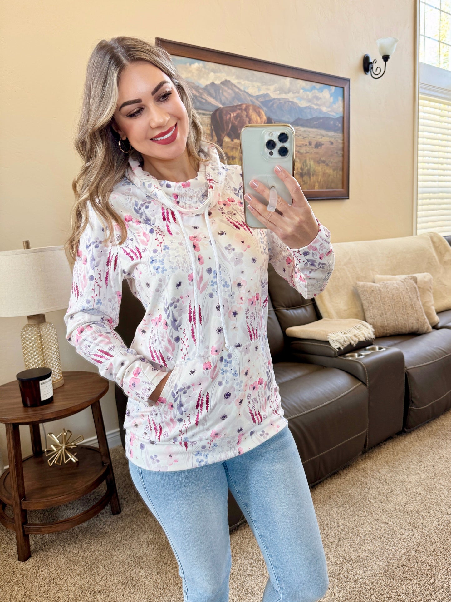 IN STOCK Soft Funnel Neck - Wildflower Gardens