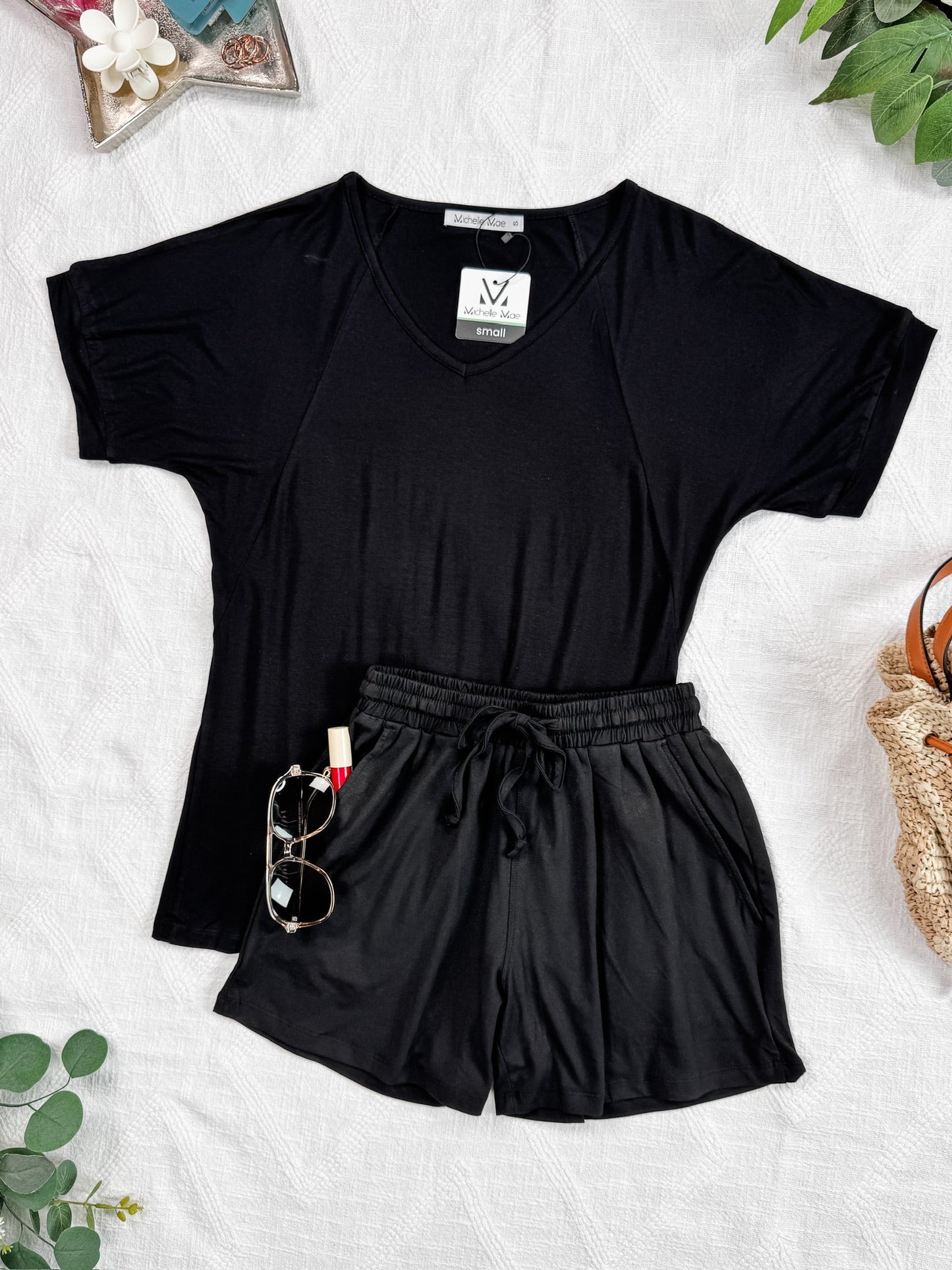 IN STOCK Bamboo V Neck Tee - Black