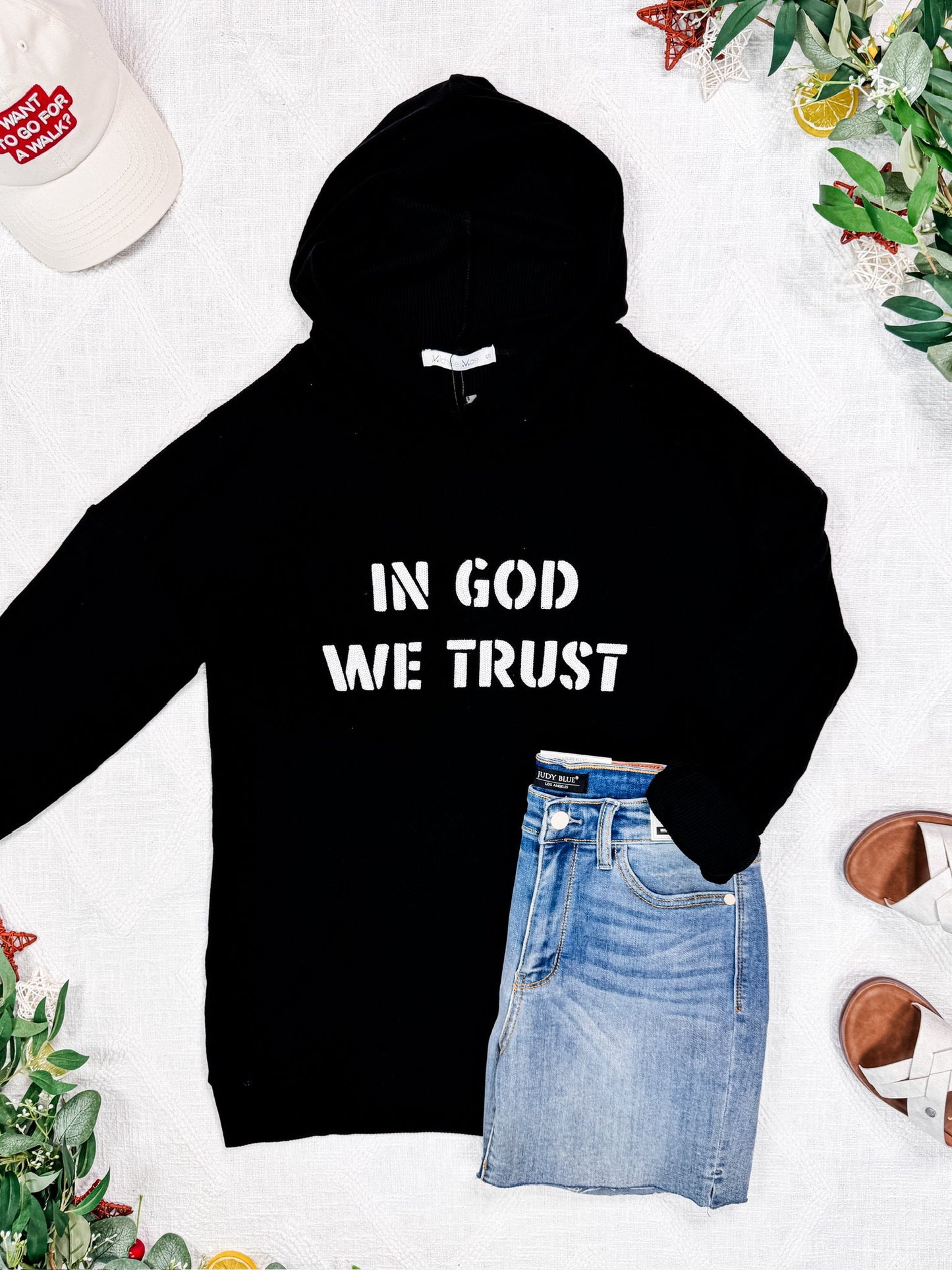 IN STOCK Corrine Embroidered Hoodie - In God We Trust
