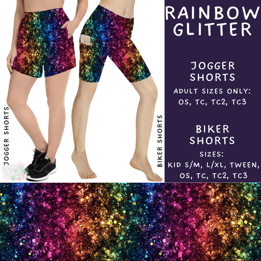Batch #347 - Fun Run 11 - Closes 5/29 - ETA mid/late July - Rainbow Glitter Biker & Jogger Shorts