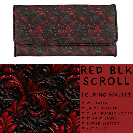 Batch #265 - Card Holders & Foldable Wallets - Closes 1/1 - ETA mid Feb - Red Blk Scroll Foldable Wallet