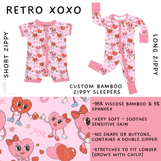Batch #455 - Little Dreamers Lucky in Love - Closes 11/27 - ETA mid January - Retro XOXO Short and Long Zippy Sleeper