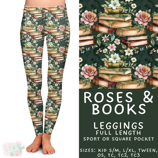 Batch #408 - Fun Run 14 - Closes 9/5 - ETA mid/late October - Roses & Books Full Length Leggings