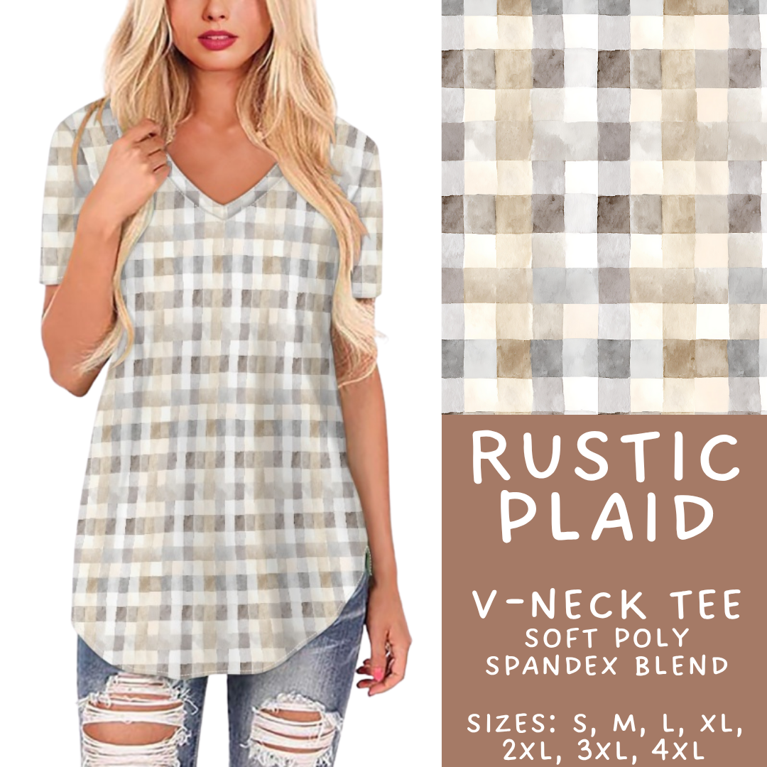 Batch #433 - Winter Cabin - Closes 10/20 - ETA early Dec - Rustic Plaid V-Neck Tee
