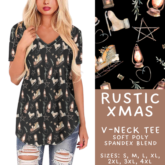 Batch #433 - Winter Cabin - Closes 10/20 - ETA early Dec - Rustic Xmas V-Neck Tee
