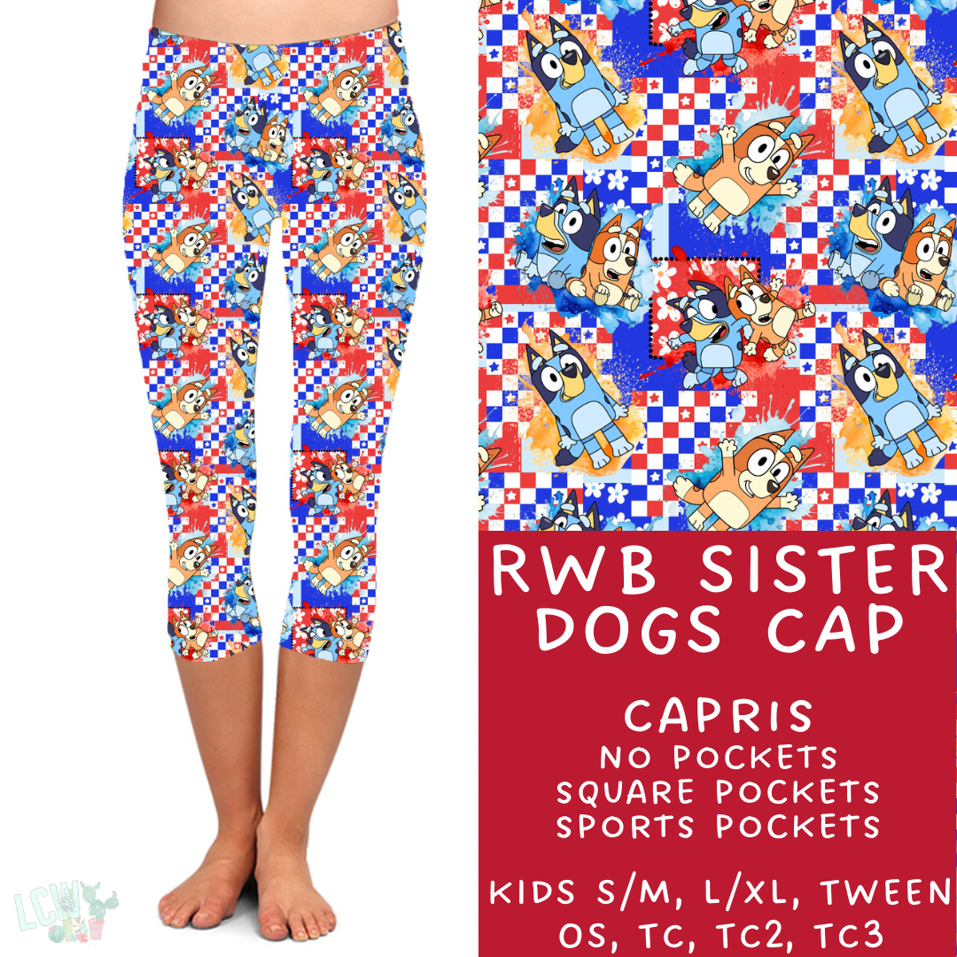 Ready To Ship - RWB Sister Dogs Capri Leggings