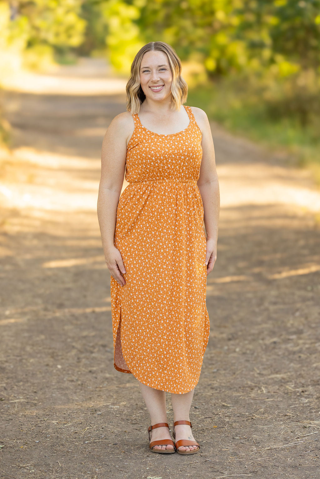 IN STOCK Reagan Ribbed Midi Dress - Pumpkin Floral FINAL SALE