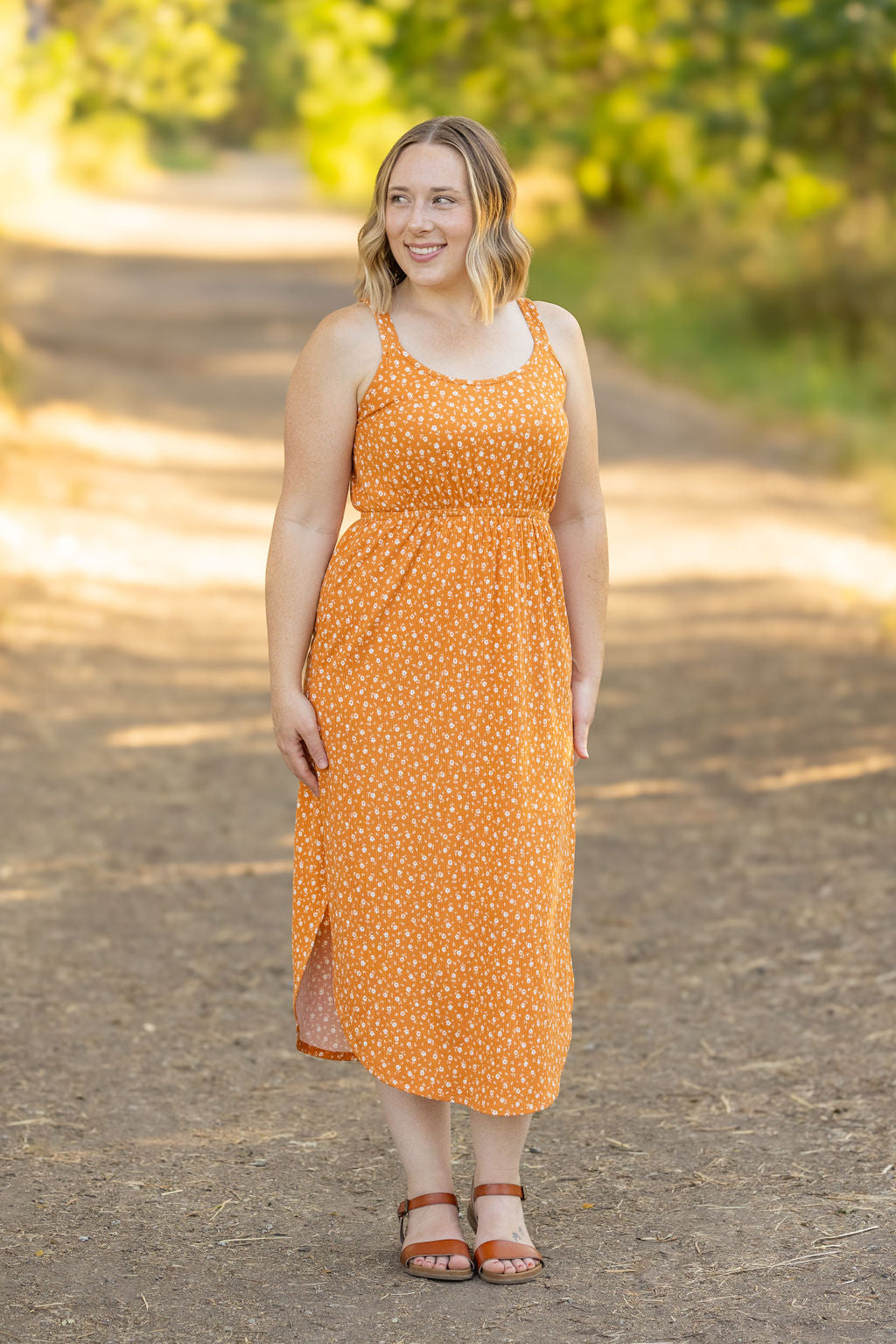 IN STOCK Reagan Ribbed Midi Dress - Pumpkin Floral FINAL SALE