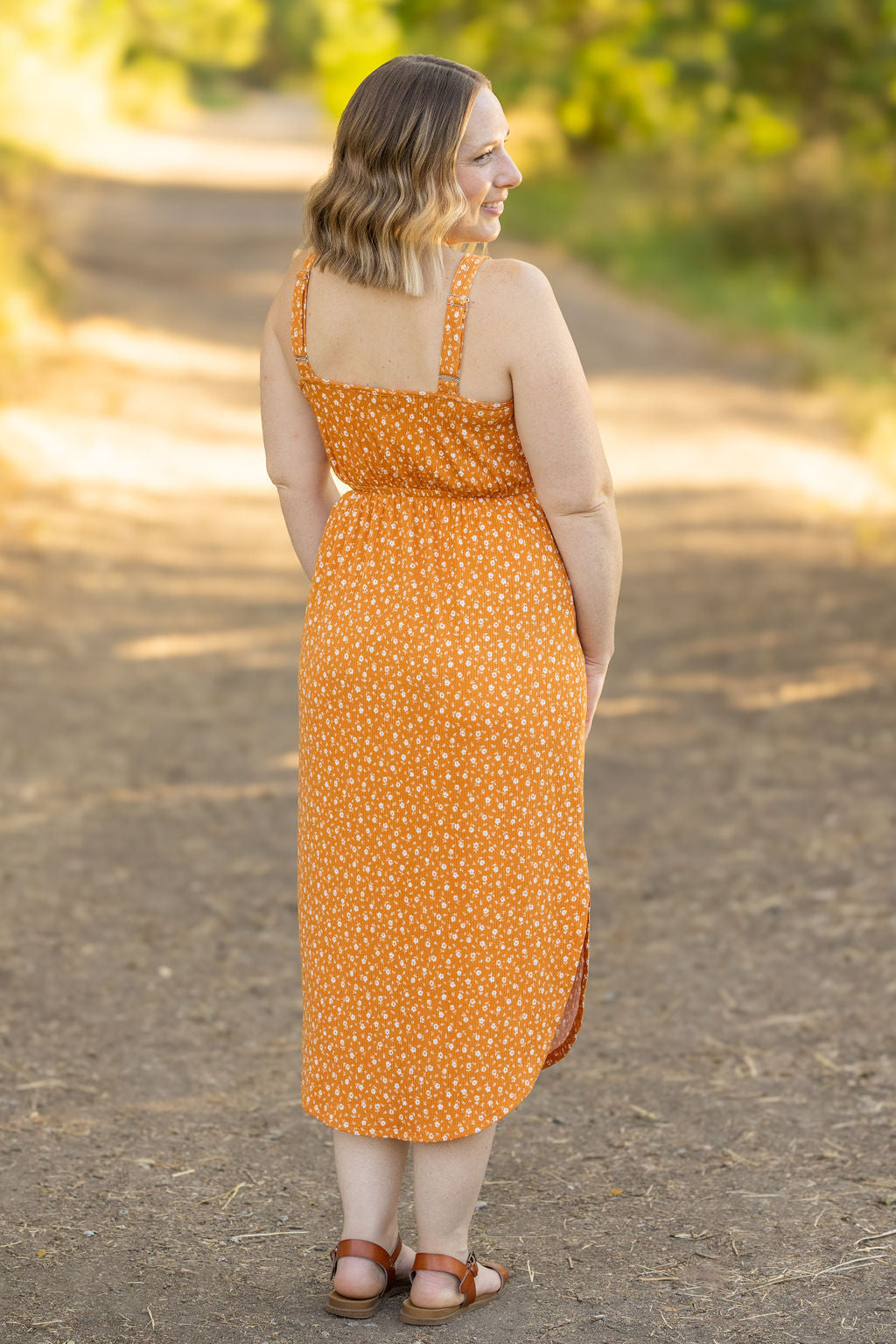 IN STOCK Reagan Ribbed Midi Dress - Pumpkin Floral FINAL SALE