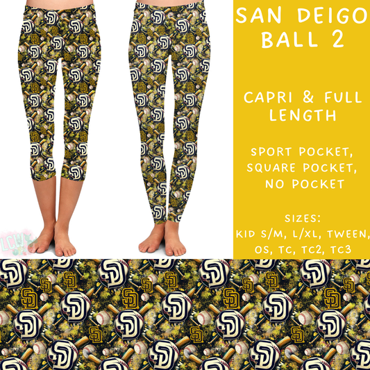 Batch #498 - Strike Out 3 - Closes 3/2 - ETA early May - San Diego Ball 2 Full and Capri Length Leggings