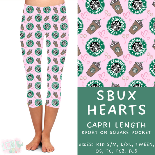Batch #370 - Fun Run 12 - Closes 7/8 - ETA early Sept - Sbux Hearts Capri Length Leggings