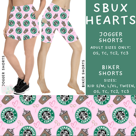 Batch #370 - Fun Run 12 - Closes 7/8 - ETA early Sept - Sbux Hearts Biker & Jogger Shorts