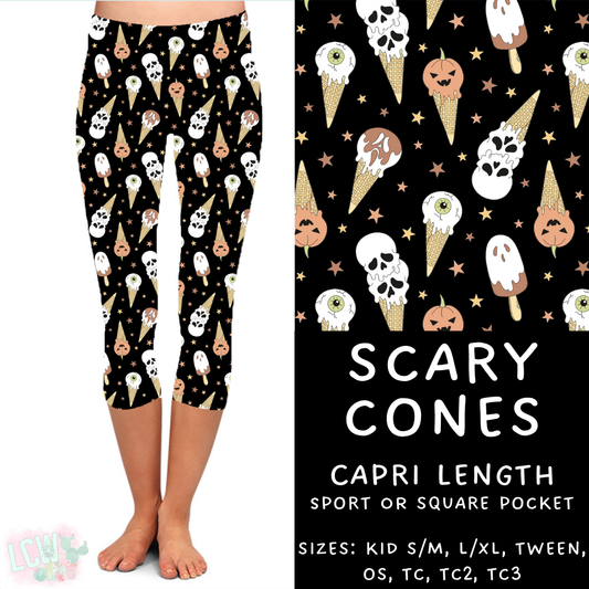 Ready to Ship - Scary Cones Capri Length Leggings - TC2 Square Pockets