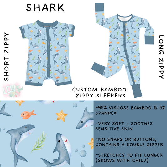 Ready to Ship - Shark Long Zippy Sleeper - 3T & 4T