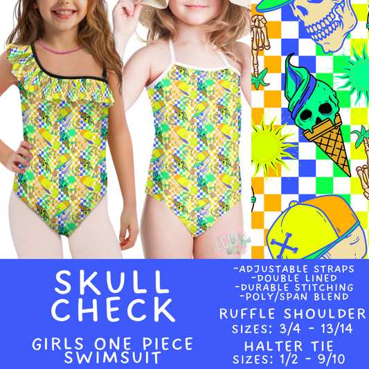 Batch #543 - Pool Party 2 - Closes 6/15 - ETA early/mid August - Skull Check Girl's Swimsuit