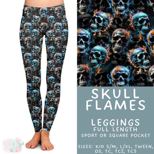Batch #408 - Fun Run 14 - Closes 9/5 - ETA mid/late October - Skull Flames Full Length Leggings