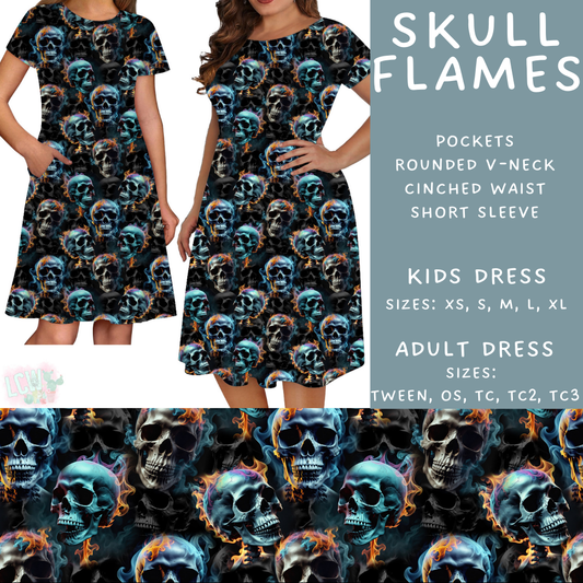 Batch #408 - Fun Run 14 - Closes 9/5 - ETA mid/late October - Skull Flames Womens & Girls Dresses