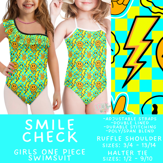 Batch #543 - Pool Party 2 - Closes 6/15 - ETA early/mid August - Smile Check Girl's Swimsuit