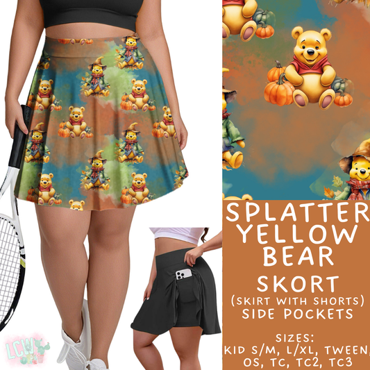 Batch #404 - Magical Fall 2 - Closes 8/29 - ETA mid/late October - Splatter Yellow Bear Skort