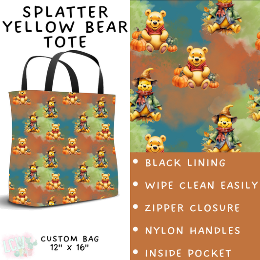 Batch #404 - Magical Fall 2 - Closes 8/29 - ETA mid/late October - Splatter Yellow Bear Tote