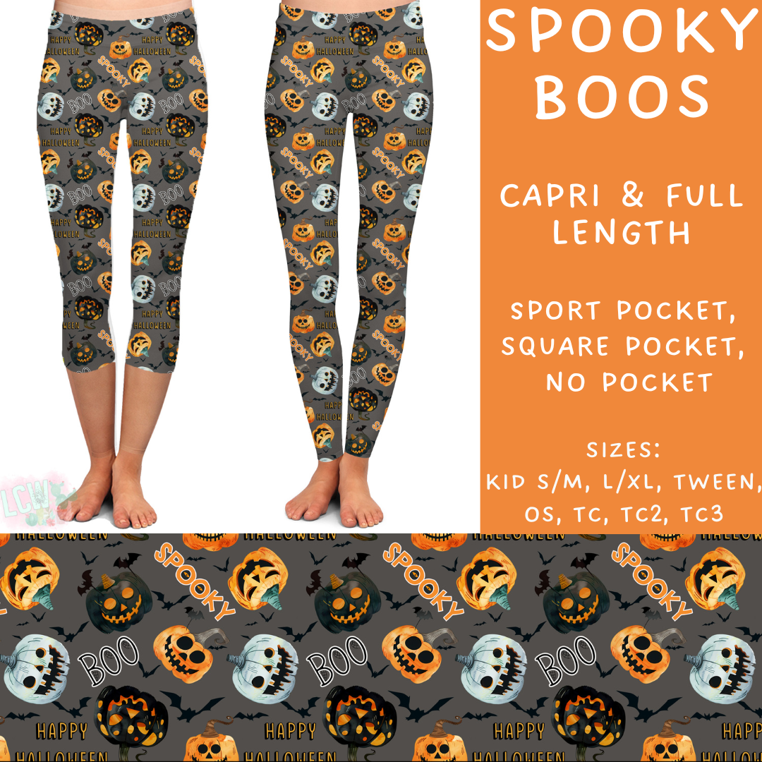 Ready to Ship - Spooky Boos Capri Length Leggings - Sport Pocket TC