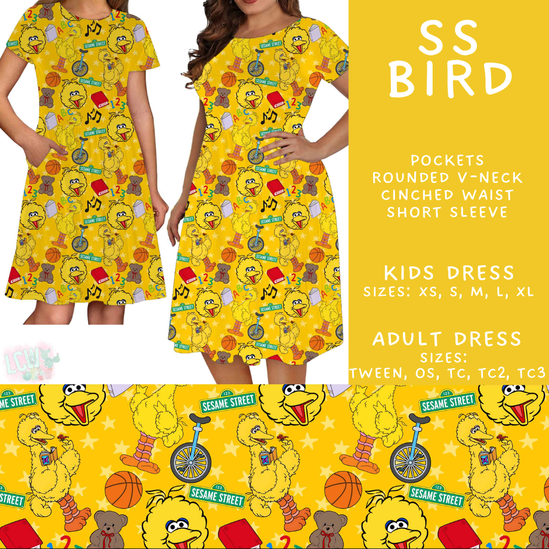 Batch #544 - Cool Characters 16 - Closes 6/17 - ETA mid August - SS Bird Adult & Kids Dresses
